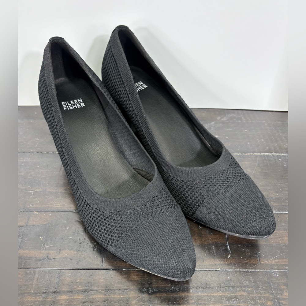 Eileen Fisher Black Gabby Knit Pumps Women’s Heels Size 10